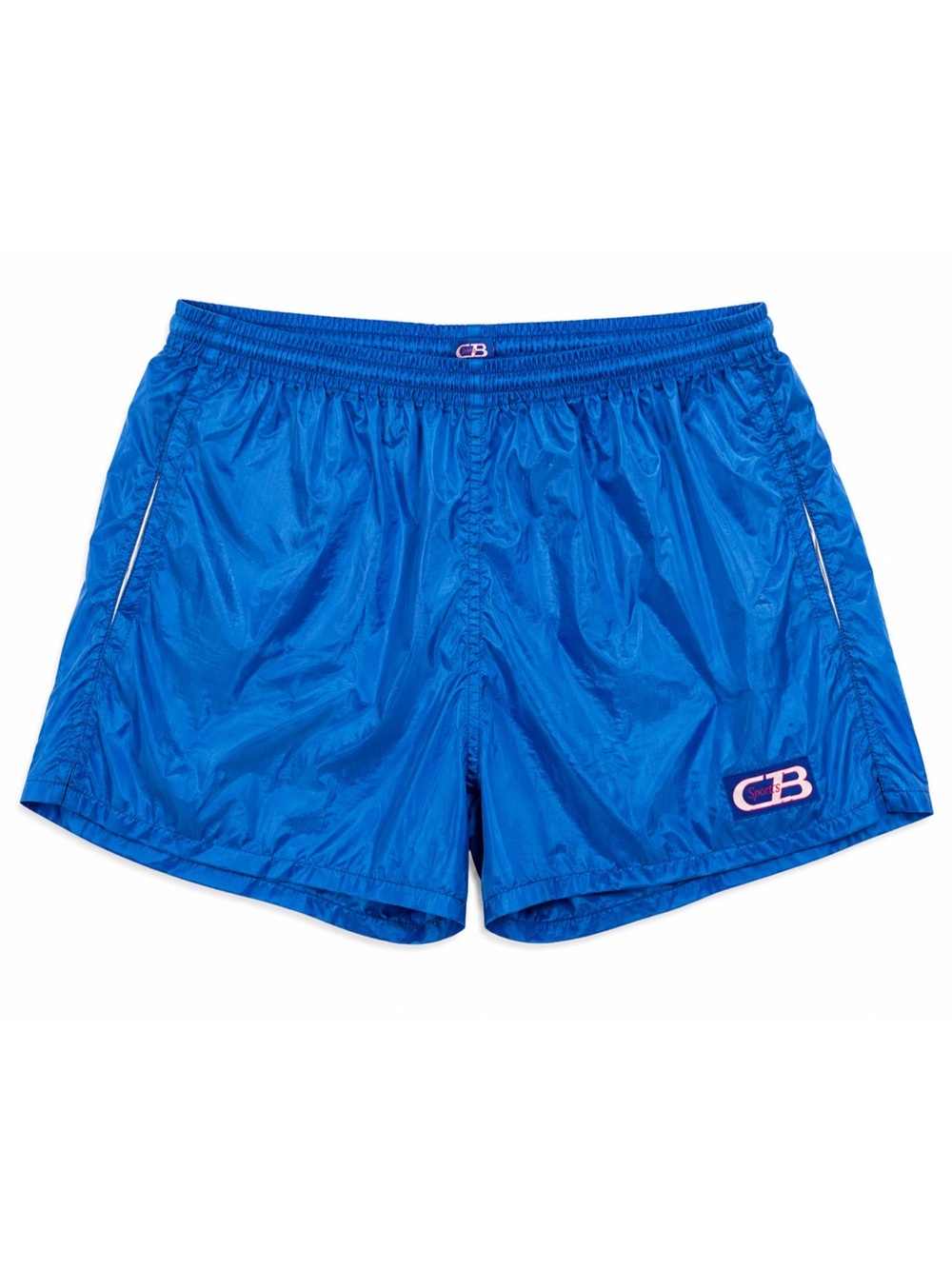 Vintage CB Sports Blue Nylon Elastic Waist Mesh Lined Swim Trunks Mens L